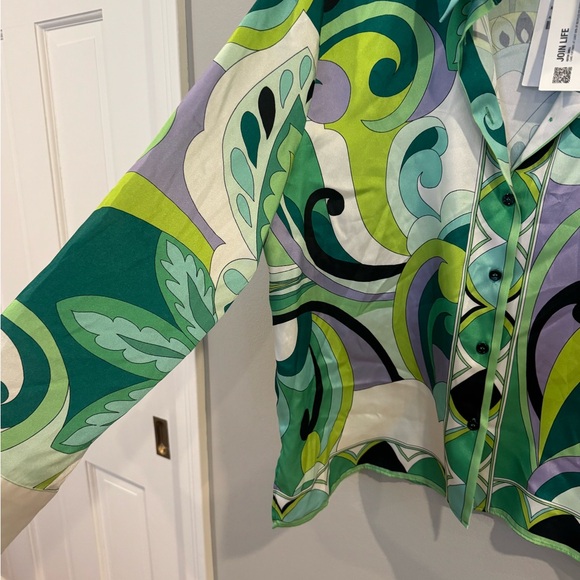 Banana Republic Blouse Womens XL One Shoulder Silver Ruffle  Asymmetric - Picture 6 of 9